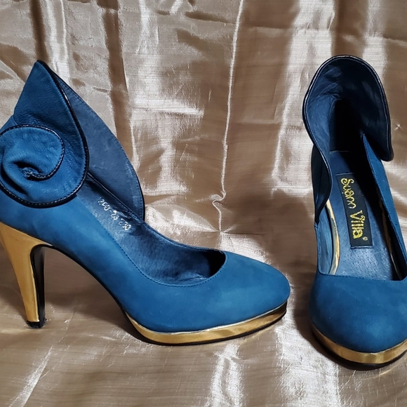 Suann Villa Teal suede shoes size 6.5 - Picture 3 of 7